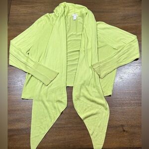 Chico's Size XL/3 Lime Green Open Soft Lightweight Knit Cardigan